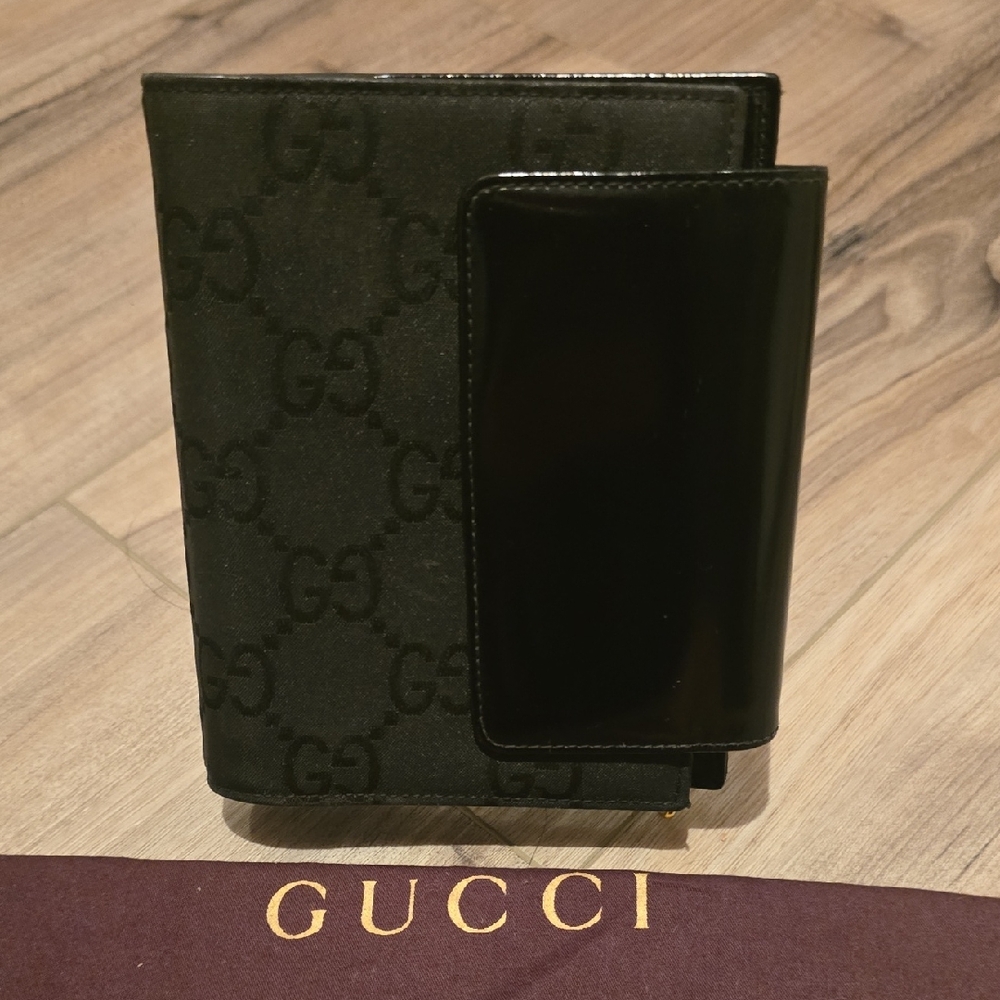 Vintage Gucci Monogram Card Holder Organizer Black